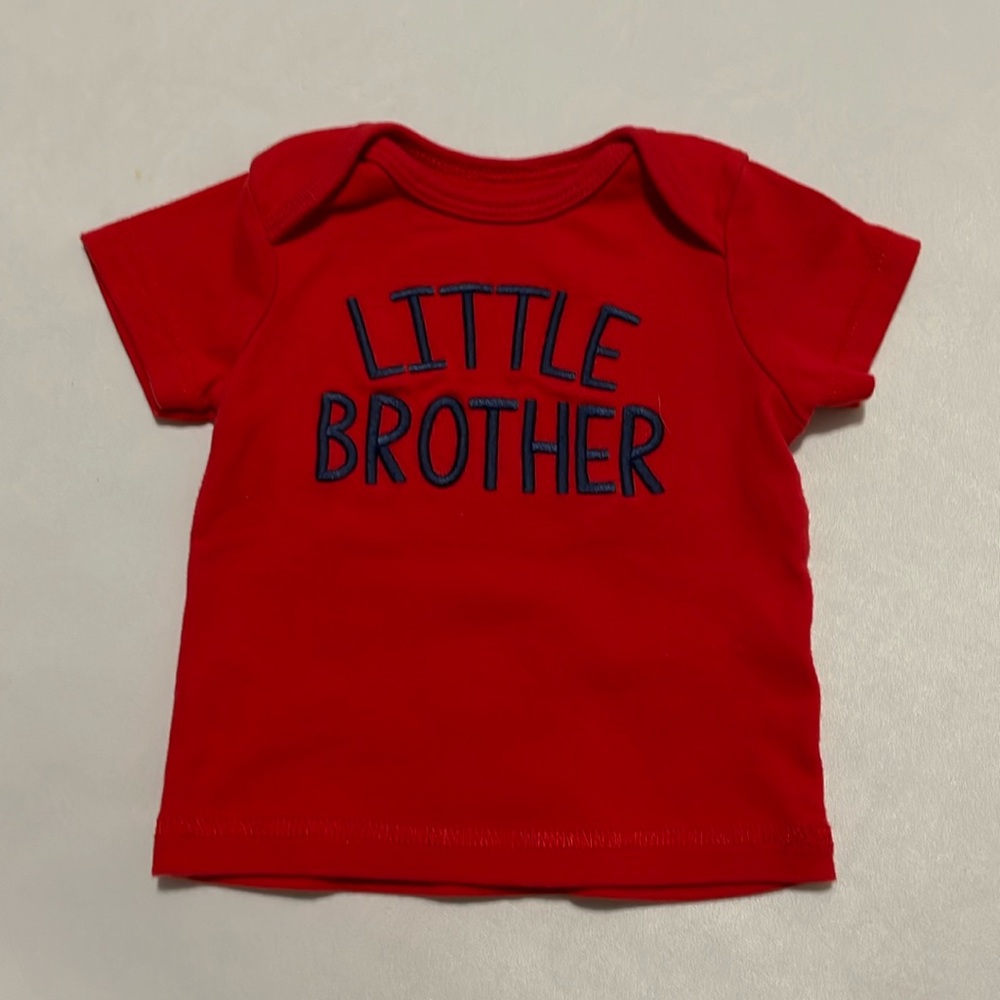 Child of Mine‎ Red Little Brother T-Shirt Baby Size 0-3 Months